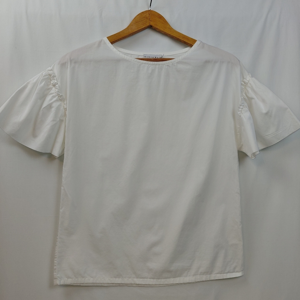 Harshman Los Angeles‎ Nagy Popover Blouse Women's Size XS White Ruffle